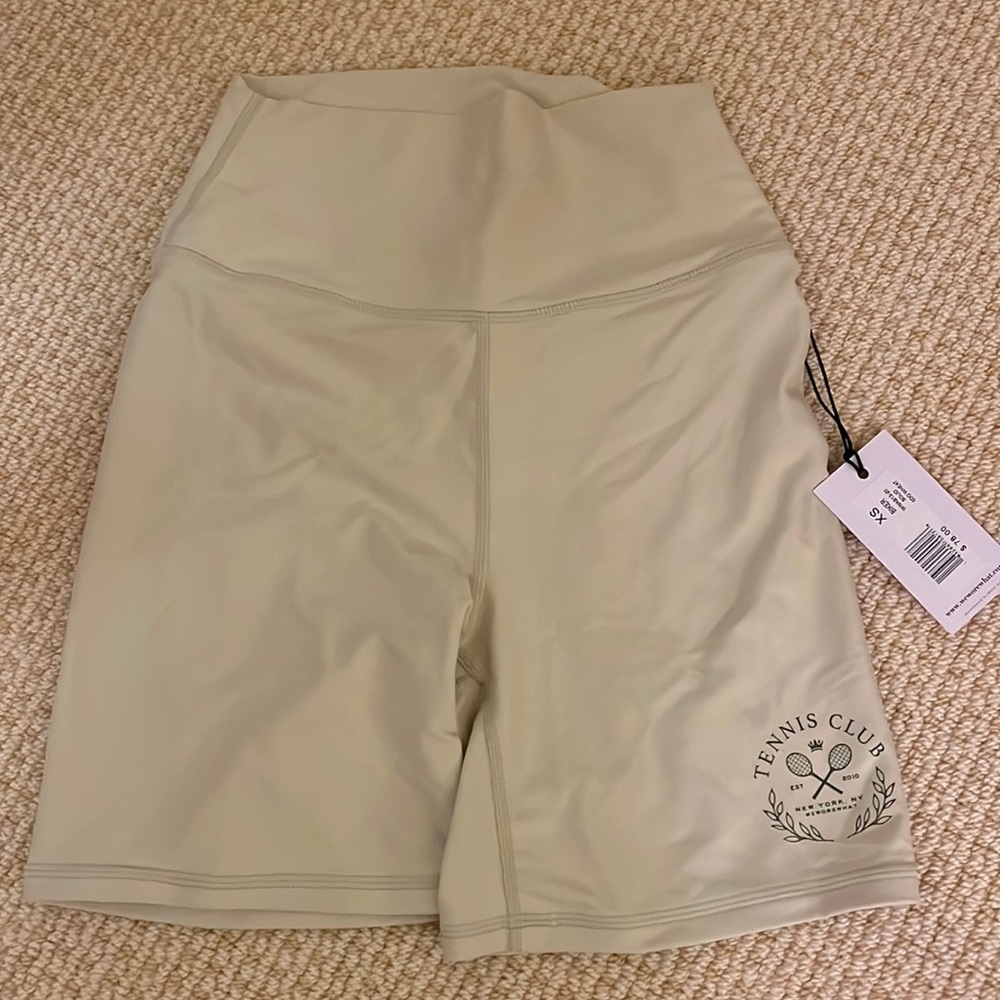 We Wore What lime biker shorts